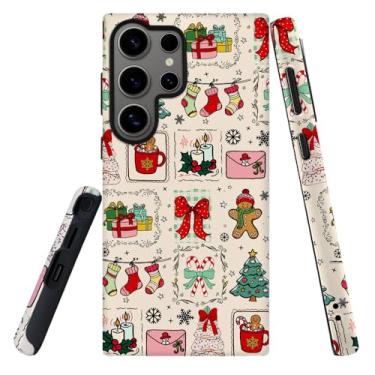 Imagem de DJSOK Compatível com Samsung Galaxy S23 Ultra, PC fosco antiarranhões à prova de choque - Natal gengibre sem costura