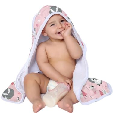 Imagem de Toalha c/ Capuz Malha 100% Algodão Forrada Fralda Bebe