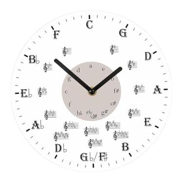 Imagem de IEUDNS Relógio de parede com nota musical, relógio silencioso, presente moderno, sem -taque, redondo, para escritório, sala de aula, festa, sala de, 30cm