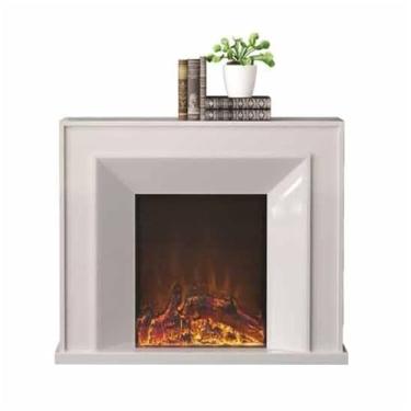 Imagem de Lareira Decorativa Lareira elétrica com manto de carvalho, lareira decorativa autônoma chama realista LED e controle remoto(Branco,M)