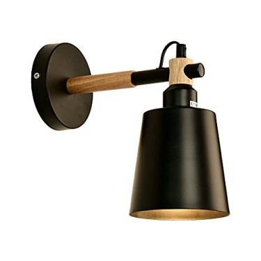 Imagem de Arandela moderna Luminária de parede simples, Luminária de parede E27 Luminária de parede de madeira, Luminárias de cabeceira nórdicas para quarto Sala de estar Sala de leitura Luminárias de