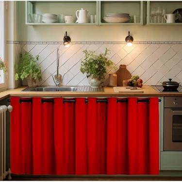 Imagem de Cortina de PVC para Pia de Cozinha Impermeável Proteção Contra Água e Gordura 1,40x0,80 e 2,80x1,40 (Vermelho, 2,80 m x 0,80 m)