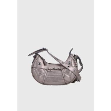 Imagem de Bolsa Baguete Couro Alça Ilhoses Titânio Luiza Barcelos-Feminino