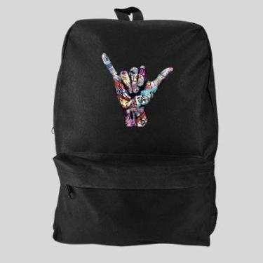 Imagem de Mochila Bolsa Masculina Basica Escolar Pega a Visão Estampado Mão Joia Grafite-Masculino