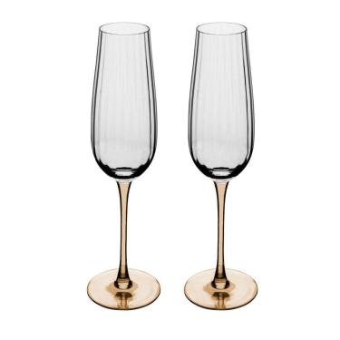 Imagem de Conjunto 2 Taças de Champanhe de Vidro com Haste Âmbar Classic 230ml - Wolff