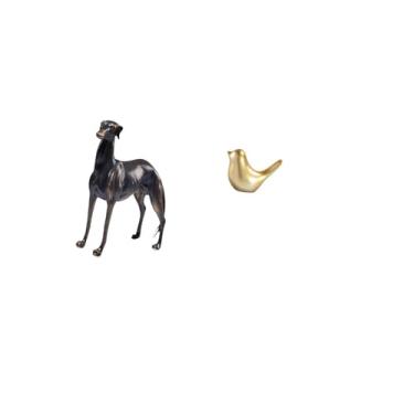 Imagem de Fenteer Escultura de Animal de Resina Greyhound Dog E Golden Bird, Decoração Moderna para Casa, Peça Central para Sala de Estar, Escritório, Hotel, Presentes