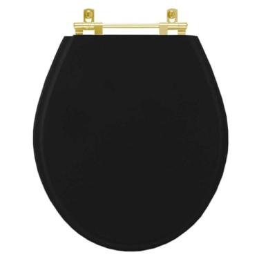 Imagem de Tampa de Vaso Laqueado Ravena Preto para bacia Deca com Ferragem Dourada