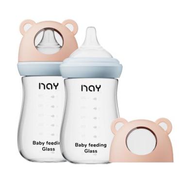 Imagem de Pack de 2 Biberones de Vidrio Natural yanyoyo para Bebé 240ml Cuello A
