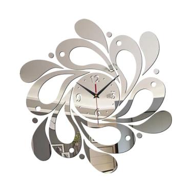 Imagem de Generic Relógio de parede acrílico, relógio de parede criativo, autoadesivo, anti-taque, decorativo, espelho, adesivos para banheiro de fazenda, Argent