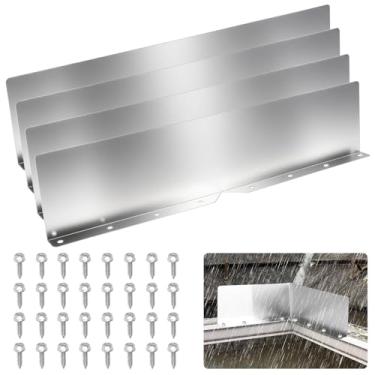 Imagem de EEEKit 4 peças de proteção contra respingos de calha de chuva, desviador de chuva de calha para telhado com parafusos, protetores de salpicos de calha de alumínio para telhados de telhas de casa