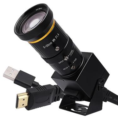 Imagem de SVPRO Webcam de streaming 4K com lente de zoom de 5-50 mm, USB e HDMI Dual Ouput, câmera de foco manual com zoom óptico de 10X, câmera de segurança industrial H.264 com visão computadorizada para PC