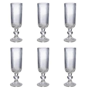 Imagem de Jogo De Taça Canelada Lirio Clear Vidro 150ml 6 Peças - Wincy Casa