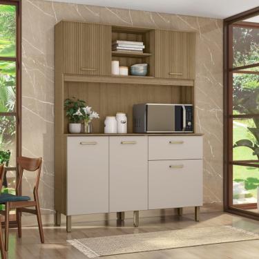 Imagem de Armário de Cozinha Topázio 136cm Compacto Com Balcão Multiuso