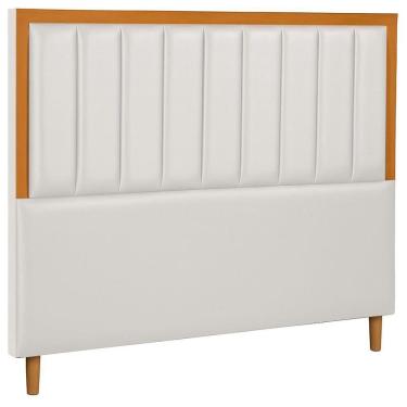 Imagem de Cabeceira Estofada Queen Paris Couro Branco 160 Cm
