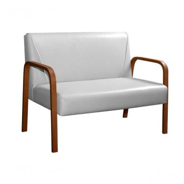 Imagem de Poltrona Namoradeira Anita Decorativa Braço Madeira Moderna Corino Branco 190