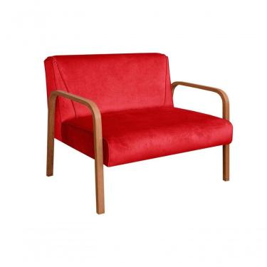 Imagem de Poltrona Namoradeira Anita Decorativa Braço Madeira Moderna Suede Vermelho 100
