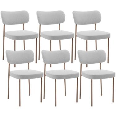 Imagem de Kit 06 Cadeiras Estofadas Para Sala De Jantar Melina Base Arena L02 Bouclê Cinza - Lyam Decor
