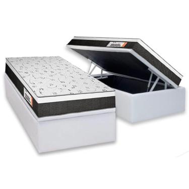 Imagem de Cama Box Baú Solteiro: Colchão Anatômico Plumatex Falcon Ultra Firme + Base Crc Courano White(88x188)