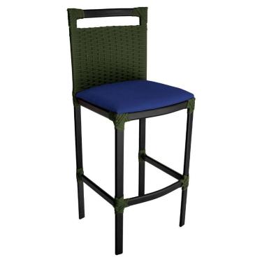 Imagem de Banqueta Alta Vigor Em Alumínio E Corda Náutica Verde Verde Com Azul