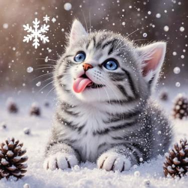 Imagem de Diymood Kits de pintura de arte de diamante 5D DIY para adultos, pintura com diamante arte animal broca completa tela redonda bordado mosaico iniciante casa decoração de parede presente 30 x 30 cm C16