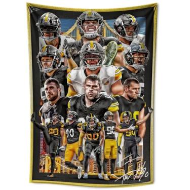 Imagem de WHZKCYH TJ Watt Tapeçaria para Fãs de Futebol Crianças Presentes de Festa de Aniversário - Rugby Superstar Tapeçaria Assinada Poster para Decoração de Parede de Quarto de Menino Adolescente - 70 x 100