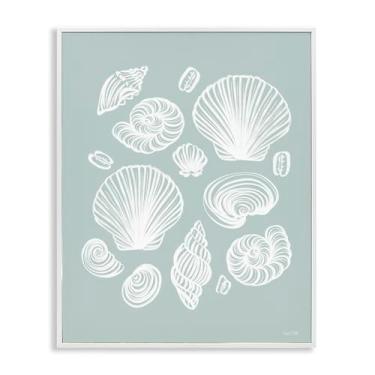 Imagem de Stupell Industries Arte giclée emoldurada branca de espuma do mar conchas do mar, design por House Fenway, 20 x 16