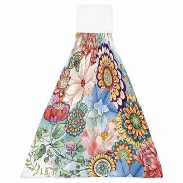 Imagem de Toalhas de mão de cozinha com laços vintage boêmio flores absorventes panos de prato para pendurar panos de prato pano de lavagem macio para banheiro lavanderia, conjunto de 1, floral clássico de