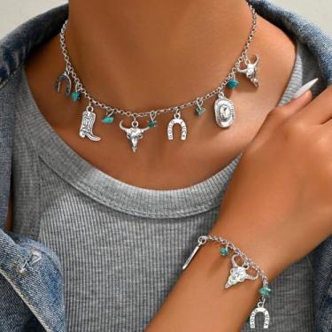 Imagem de Colar feminino boho com pingente ocidental, design de gargantilha, acessórios de corrente elegante, conjunto de joias femininas, coleção de presente elegante