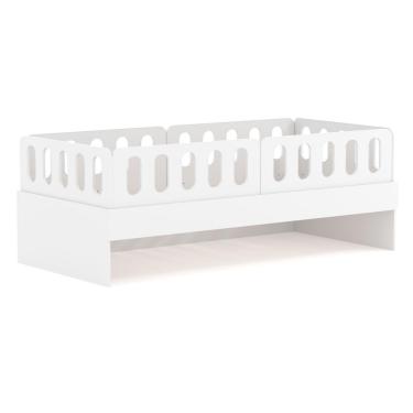 Imagem de Cama Solteiro Com 04 Grades E Cabeceira Anatômica Removíveis Branco Housin