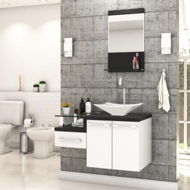 Imagem de Conjunto Balcão C-cuba L38 E Espelheira Legno 831 Branco Chess C-nogal Branco Chess C-preto ônix