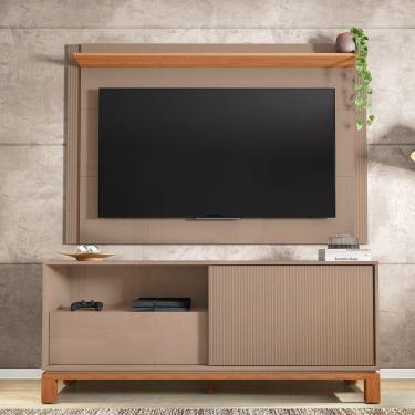 Imagem de Painel Tv 55 Pol 150cm Com Rack Bancada Para Sala Visari Marrom/freijó C01 - D`rossi