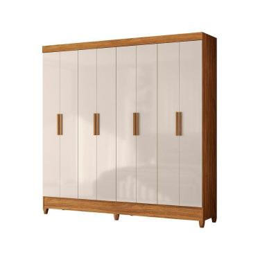 Imagem de Guarda Roupa Marajo Grande Quarto Casal 8 Portas 2 Gavetas Freijo Com Off White