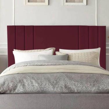 Imagem de Cabeceira Estofada 160 Cm Cama Box Queen Suede Moderna Frame Bordo