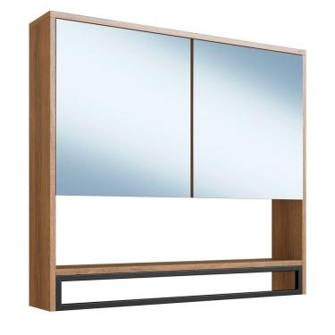 Imagem de Armario Espelheira Suspenso 80 Cm 2 Portas E Toalheiro P1041 Mell Pp Milani Store Mell