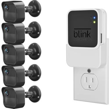 Imagem de Blink, suporte para câmera externa, pacote com 5, caixa protetora à prova de intempéries e suporte ajustável de 360 graus com módulo de sincronização (2 em 1) 2 suportes para sistema de câmera Blink