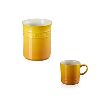 Imagem de KIT LE CREUSET PORTA UTENSÍLIOS 1L E CANECA 350ML AMARELO NÉCTAR