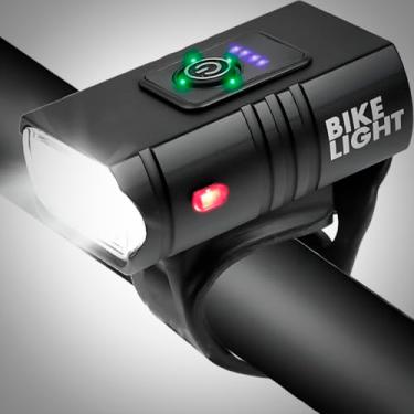 Imagem de Farol para Bike 2 LEDs T6 Potente Recarregável USB – Lanterna Dianteira Resistente à Água com Indicador e Múltiplos Modos