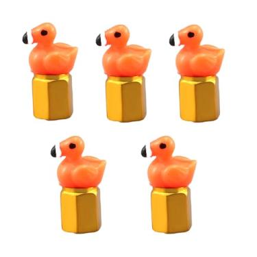 Imagem de Tampas de haste de válvula de flamingo mini pato, tampas de válvula de pneu, figuras de animais quentes, capa de borracha (pacote com 5) universal para carro, caminhão, SUV, motocicleta, bicicleta