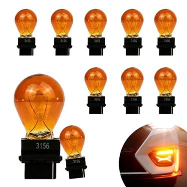 Imagem de AMZAUTO 10 PCS Lâmpada de seta 3156, lâmpada de freio de instrumento de carro de 12 V 21 W, acessório de substituição de luz de sinalização reversa de freio automotivo para carro, caminhão, veículo RV