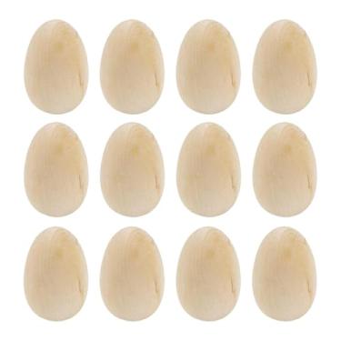 Imagem de predolo Conjunto de 12 Ovos de Madeira Falsos para Pintar, Acessórios para Galinheiro, Desenho Manual DIY, Ovos de Páscoa para Crianças, Enfeite de Cestas de, Marrom