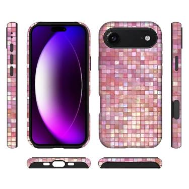 Imagem de ilikediy Capa híbrida para iPhone 17 Air, capa rígida de silicone com 2 camadas - Mosaico rosa