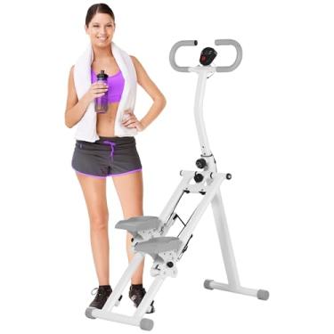 Imagem de Degrau de escada para academia em casa - Máquina de treino vertical para escalar escadas com guidão ajustável - Equipamento de cardio de corpo inteiro - Steppers aeróbicos dobráveis compactos para