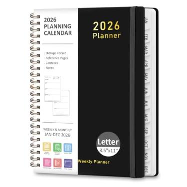 Imagem de Agenda 2026 – Agenda semanal e mensal com encadernação espiral, janeiro de 2026 a dezembro de 2026, capa dura 2026, agenda agenda com abas, bolso interno, perfeita para escritório, casa, material