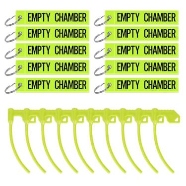 Imagem de Pridefend Bandeira de segurança de câmara com etiquetas verdes brilhantes claras refletivas para espingarda de rifle - Acessórios universais para armas (10 pacotes, verde refletivo)