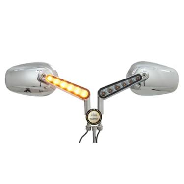 Imagem de Espelhos retrovisores de motocicleta, luz de seta LED atraente compatível com Harley-Davidson Softail Heritage Slim Breakout 48 72 Dyna Street Bob Low Ride Touring Road King Glide