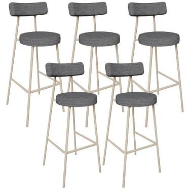 Imagem de Kit 05 Banquetas Alta Bar Cozinha Sala De Jantar Aço Milão Arena L02 L