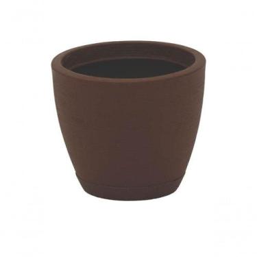 Imagem de Vaso Com Prato Tramontina Asteca 24 Cm Em Polietileno Marrom Tramontin