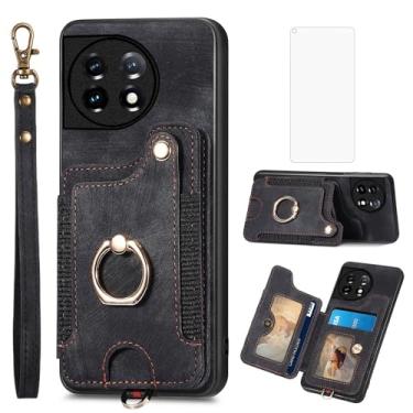 Imagem de Asuwish Capa de telefone para OnePlus 11 5G capa carteira com protetor de tela de vidro temperado e alça de pulso RFID suporte de cartão anel acessórios para celular One Plus11 1 Plus 1plus11 One+ 1+