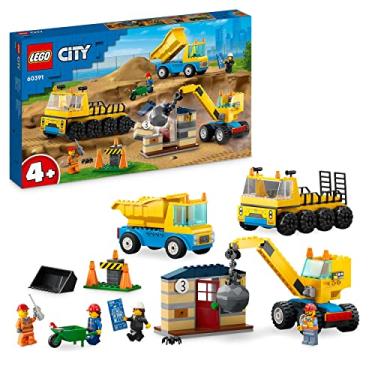 Imagem de Lego 60391 City Camiones de Construcción y Grúa con Bola de Demolición, Excavadora de Juguete, Camión Basculante y Vehículos de Transporte, Set de Aprendizaje para Niños y Niñas a Partir de 4 Años