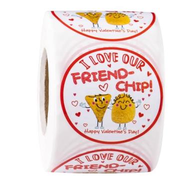 Imagem de WRAPAHOLIC Kids Valentines Day Stickers Roll - Friend-Chip Design, 2 x 2 Inch, 500 Total Toddler Valentines Lables, Kids Stickers for Party Decorations and Craft